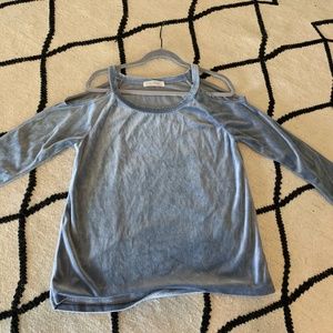 Velvet Shoulder Cutout Top